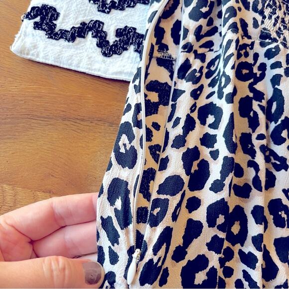 Sanctuary fresh breeze leopard print puff sleeve mini dress smocked size 6 - Picture 6 of 8